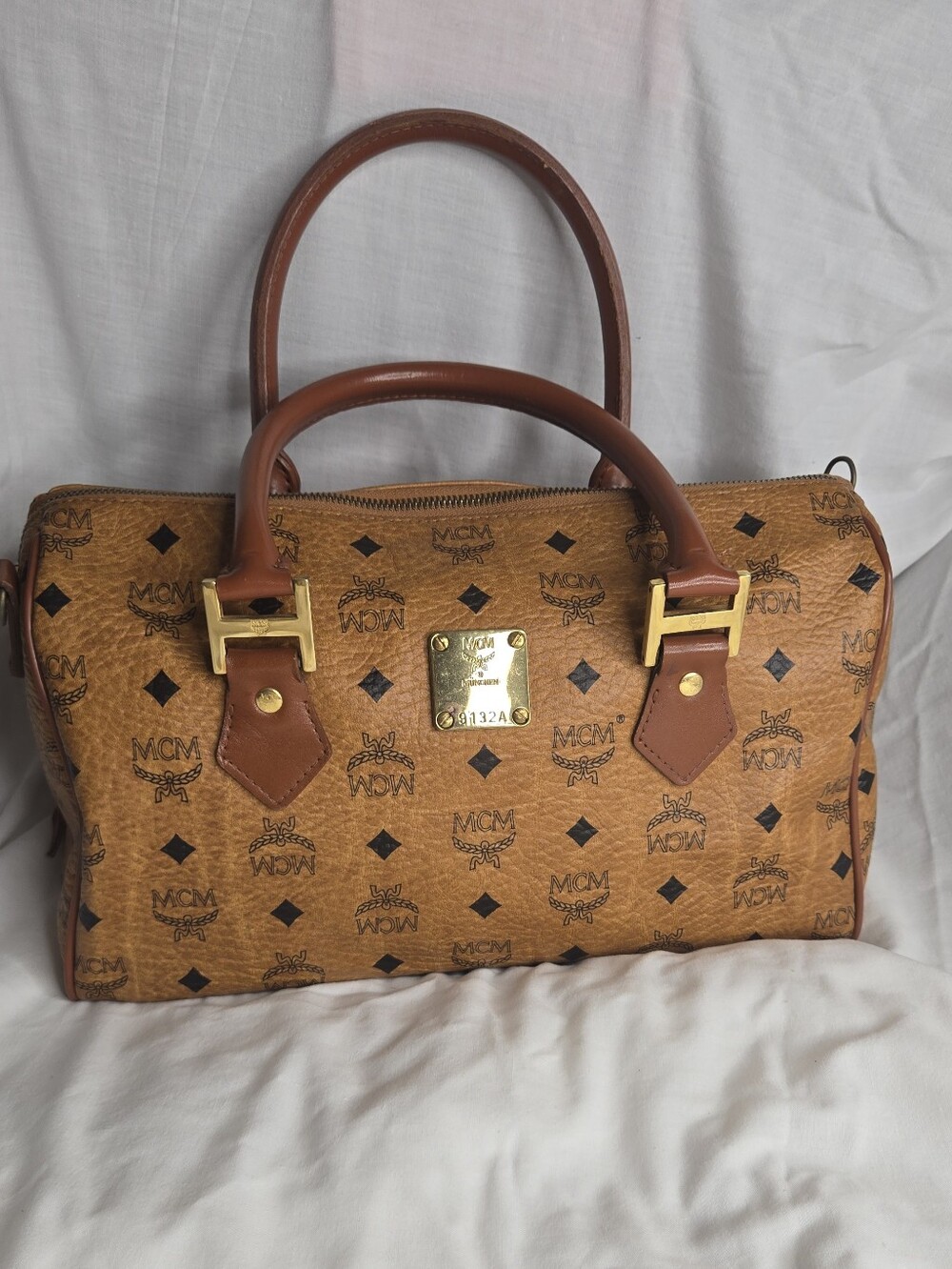 Mcm Visetos Cognac Boston Bag - Picture 4 of 16
